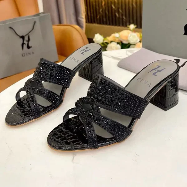 Gina Embellished Block Heel Mules - Chic Comfort black