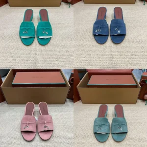 Loro Piana Suede Slides, Designer Women's Sandals