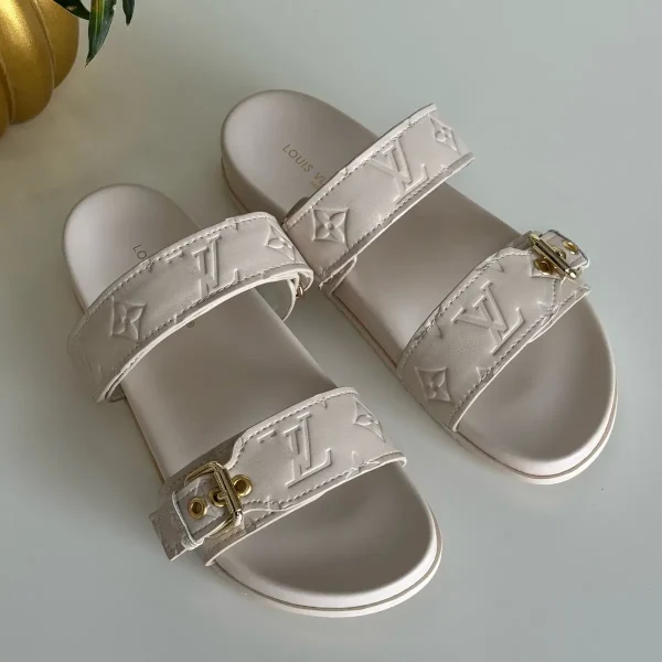 Louis Vuitton Cream Sandals, Luxurious Women's Slides