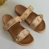 Louis Vuitton Raffia Slides, Elegant Summer Sandals gold