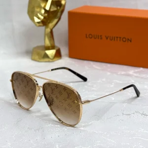 Luxury Gold Aviator Sunglasses, Stylish Louis-Inspired Designer Shades