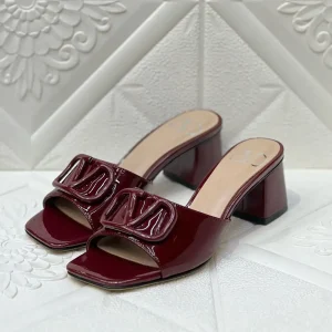 Valentino Black VLogo Signature Block Heel Sandals